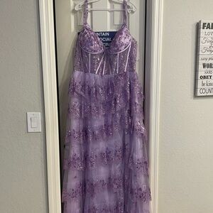 Purple Layered Prom Dress
